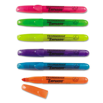 Ticonderoga® Emphasis Desk Style Highlighters, Assorted Ink Colors, Chisel Tip, Assorted Barrel Colors, 6-set freeshipping - TVN Wholesale